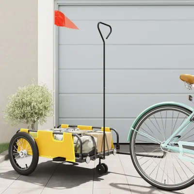 Imagen del producto de Maison Exclusive: Remolque para bicicleta, color amarillo, fabricado con tela Oxford y hierro