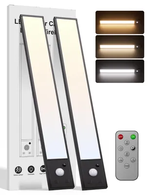 Image de 2 lampes LED avec détecteur de mouvement pour armoires de cuisine, rechargeables