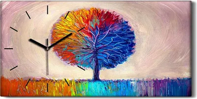 Produktbild von Wanduhr Uhr Wandbild Leinwand Geräuschlos 60x30 Baum künstlerischer Hintergrund - schwarze Hände
