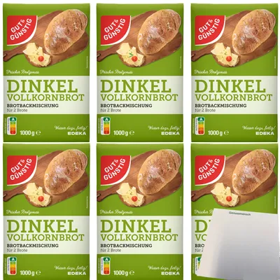 Produktbild von Gut & Günstig Brotbackmischung Dinkelvollkornbrot 6er Pack (6x1000g Packung) + usy Block