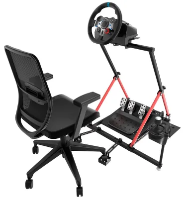 Image de Structure de cockpit de course pliable - Avec fixation pour siège - Structure réglable - Pour simulateurs de course - Livrée avec levier de vitesse