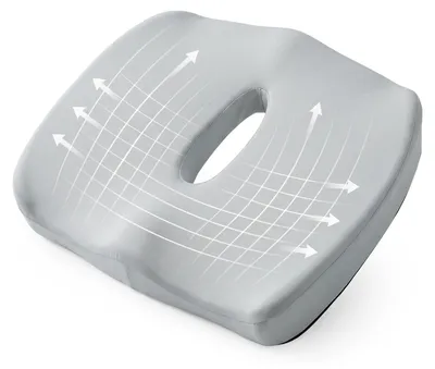 Productafbeelding van Aambeien zitkussen, orthopedisch, ergonomische zitring, traagschuim, 45 x 40 x 7 cm, lichtgrijs