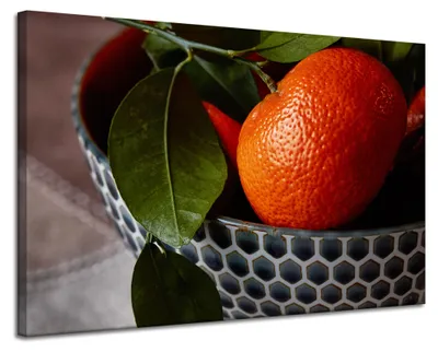 Produktbild von Leinwanddruck „Küchenoranges“, 120 x 80 cm, Obstkorb