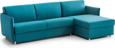 Produktbild von Scordia - Schlafsofa mit Ottomane, 260x160 cm Blau, Abnehmbar Italy