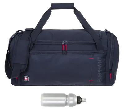 Produktbild von Sporttasche groß Reisetasche Sport Tasche Large Elephant 56 cm Herren Damen 45 Liter Fußball Saunatasche Large Gym Dark L 3627 Schwarz ROT + Flasche