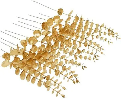 Immagine prodotto di Bastoncini di eucalipto artificiali - Facili da curare - Set da 24 pezzi - Dorati - 38 cm