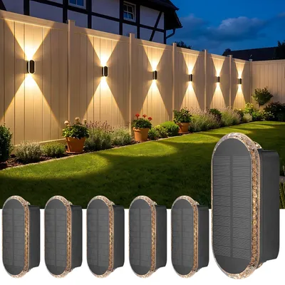Produktbild von ELLASAY Solar Wandleuchten für Außen Up und Down, IP65 Wasserdicht 6 Stück