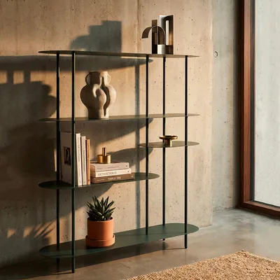Immagine prodotto di Gana - Libreria, 11x40x132h cm Verde Ottanio, 5 Ripiani