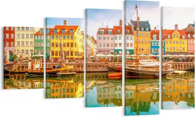 Produktbild von Bild auf Leinwand - Leinwandbild - Segelboote Wasser Architektur Hafen - 100x60cm - Wand Bild - Wanddeko - Leinwanddruck - Bilder - Kunstdruck - Leinwand bilder - Wandkunst - EG100x60-2873
