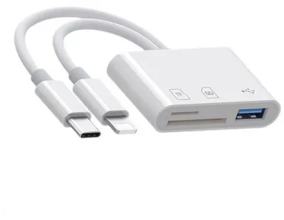 Image de Lecteur de carte Micro SD 3 en 1 avec adaptateur USB-C 8 broches pour tous les smartphones, tablettes et ordinateurs portables