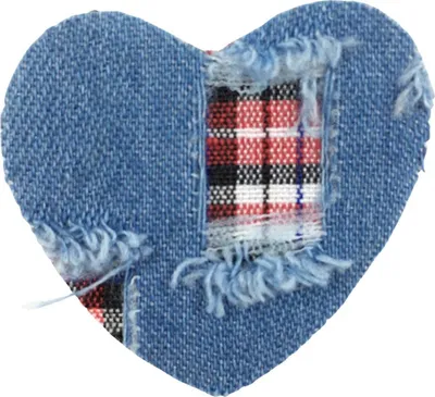 Produktbild von Denim-Herz-Aufnäher zum Aufbügeln, rot, blau, kariert