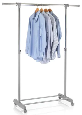 Produktbild von Rollgarderobe SALA Garderobenwagen Kleiderständer Garderobenständer Kleiderwagen grau höhenverstellbar und ausziehbar