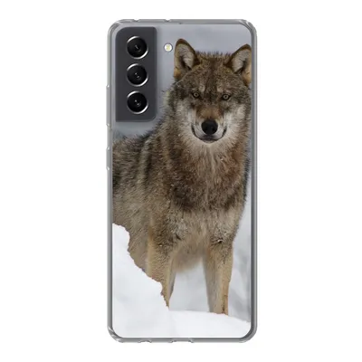 Produktbild von MuchoWow® Handyhülle Schutzhülle Hülle für Samsung Galaxy S21 FE Wolf - Schnee - Tiere Silikon Softcase Handy Hülle - Mobiltelefonhülle