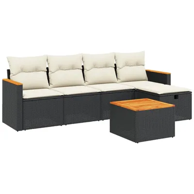 Produktbild von vidaXL 6-tlg. Garten-Sofagarnitur mit Kissen Schwarz Poly Rattan
