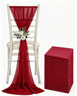 Productafbeelding van Bruiloft stoel sjerpen parel chiffon sheer - Set van 24 - Draping Stof Stoel