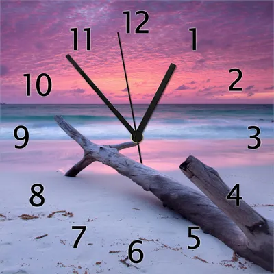 Produktbild von Wallario Design Wanduhr Abendhimmel bei Sonnenuntergang aus Echtglas, Größe 30 x 30 cm