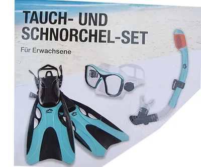 Produktbild von CRIVIT Tauch- und Schnorchelset, mit Schnellverschluss (türkis/schwarz, 42-47) -