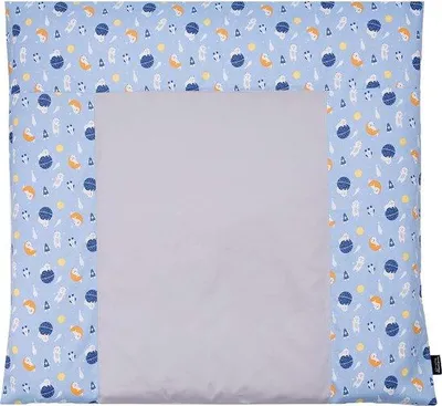 Zdjęcie produktu dla Podkładka do przewijania Famanu, 75 x 85 cm - niebieska, z motywem zwierzęcym, zdejmowana pokrowiec bawełniany