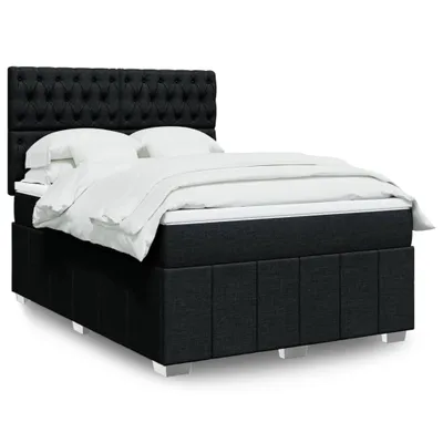 Produktbild von Hochwertig Boxspringbett mit Matratze Schwarz 140x190 cm Stoff 3291672