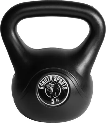 Obrázok produktu pre Gorilla Sports kettlebell činka, plast, čierna, 5 kg