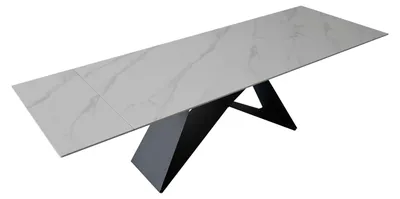 Produktbild von Esstisch Keramik weiß 180(260) x 90 ausziehbar Butterfly-Gestell schwarz MIA