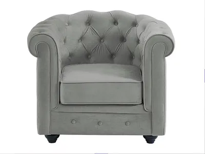 Produktbild von CHESTERFIELD Sessel - Hellgrauer Velours