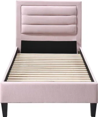 Produktbild von Bett 90 x 190 cm mit gepolstertem Kopfteil - Rosa - MACHUPIO