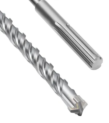 Immagine prodotto di Punta da trapano SDS Max a doppia spirale, con 4 taglienti in carburo di tungsteno, ideale per trapani a percussione, adatta per cemento, pietra e pietra naturale, dimensioni 10 x 520 mm