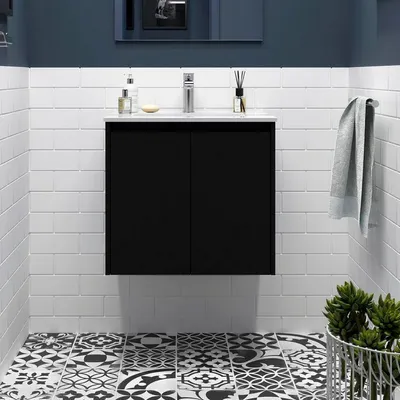 Obrázok produktu pre Salgar Noja toaletná skrinka 600 2 dvierka + umývadlo Black Satin