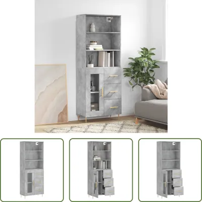 Produktbild von The Living Store Highboard Betongrau 69,5x34x180 cm Holzwerkstoff