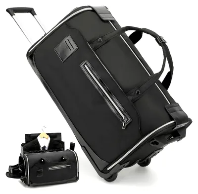 Produktbild von Kleidersack Reisetasche mit Rollen und Griff für Herren Damen Umwandelbare Anzugtasche Handgepäck für Anzüge Reise Business 3-in-1-Trolley Garment Duffel Bag 55L, Schwarz