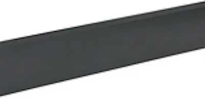 A dark gray metal garden border edge is shown diagonally against a white background.