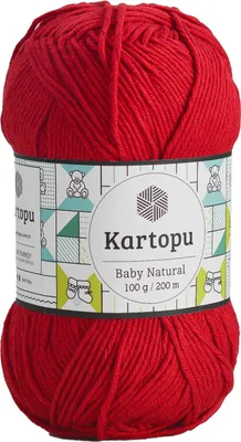 Produktbild von 100g Kartopu Baby Natural Häkelgarn Strickgarn Wolle Acryl-Baumwolle Farbwahl, Farbe:rot