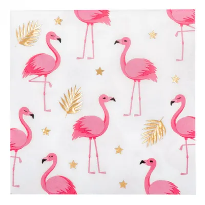 Zdjęcie produktu dla 12 serwetek z flamingami (33 x 33 cm)
