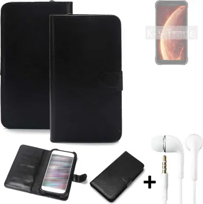 Produktbild von K-S-Trade Wallet Case Handyhülle kompatibel mit Blackview BV4900 Schutzhülle Flip cover Flipstyle Tasche Hülle Flipcover Slim Bumper schwarz + in