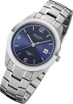 Produktbild von Regent Herren Uhr Metallarmband F-1193 Analog Metall Armbanduhr silber URF1193