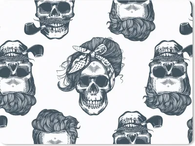 Produktbild von MuchoWow® Mauspad Mousepad Puber - Totenkopf - Kopftuch - Muster 23x19 cm - Mousepads - Maus Mat - Pad - Mausunterlage - Schreibtischunterlage - Mauspad