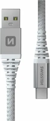 Zdjęcie produktu dla Swissten, kabel USB do USB-C Aramide do szybkiego ładowania, biały