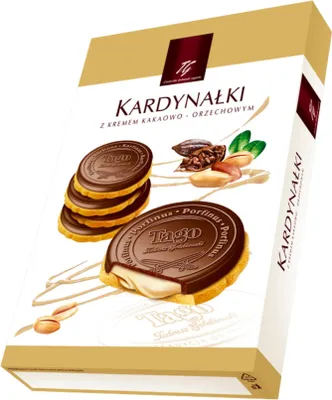 Zdjęcie produktu dla Tago Kardynałki z Kremem Kakaowo-Orzechowym w Polewie Mlecznej 180g