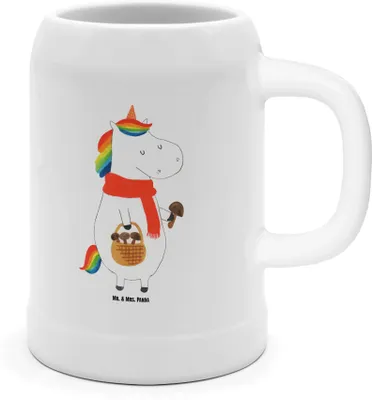 Produktbild von Mr. & Mrs. Panda Bier Seidel Einhorn Pilz - Weiß - Geschenk, Krug, Unicorn, Humpen, Pilze, Bierhumpen, Steinkrug, Einhörner, Motivation, Spruch, Deko