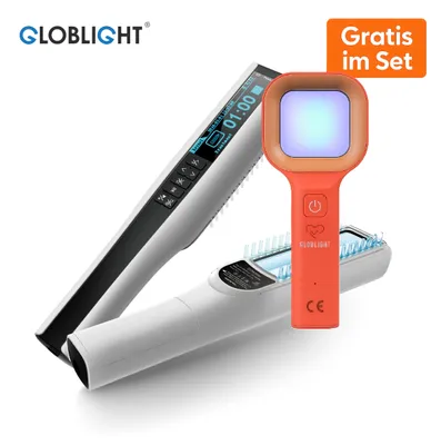 Produktbild von UVB 311 nm Lampe kabellos Psoriasis, + GRATIS Wood-Lampe (Peach) – Originalset von GLOBLIGHT®