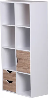 Produktbild von Wohnling Bücherregal MASSA Bücherwand Standregal Raumteiler Regal Weiß Sonoma