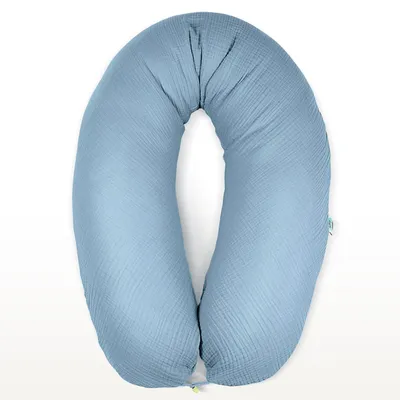 Produktbild von Stillkissen 190x30 XXL | Füllung Faserbällchen | Bezug 100% Baumwolle | Musselin denim