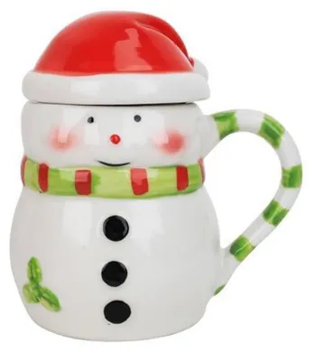 Produktbild von 3D Weihnachtstasse Keramik mit Deckel und Löffel Schneemann