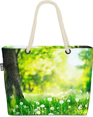 Produktbild von VOID Pusteblumen Wald Wiese Strandtasche Shopper 58x38x16cm 23L XXL Einkaufstasche Tasche Reisetasche Beach Bag