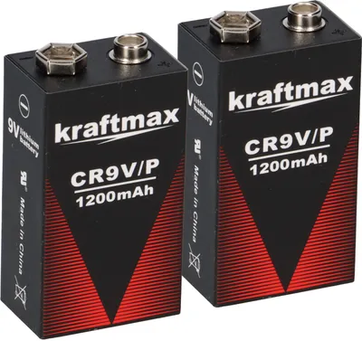 Produktbild von 2x Kraftmax Lithium 9V Block Hochleistungs- Batterien für Rauchmelder Feuermelder - 10 Jahre Batterie Lebensdauer