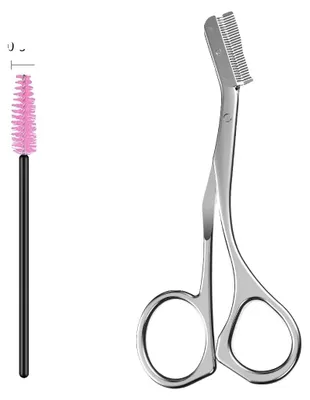 Imagen del producto de Depiladora de cejas, tijeras de acero inoxidable, peine para cejas, 2 unidades