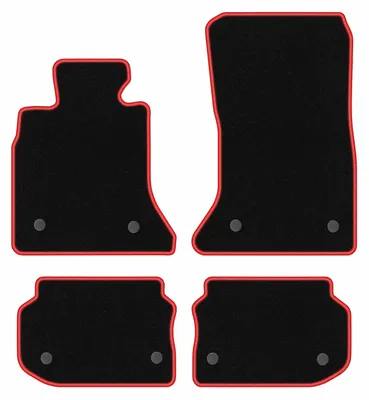 Produktbild von Fußmatten Automatten Velours Schwarz/Rot für BMW 5 F10 2010-2013 Set 4-tlg