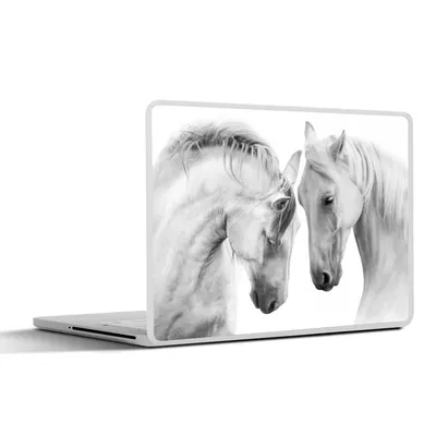 Produktbild von MuchoWow® Laptop Aufkleber Sticker Cover Pferd - Tiere - Porträt - Weiß 40x30 cm - Laptop Dekoration - Selbstklebend