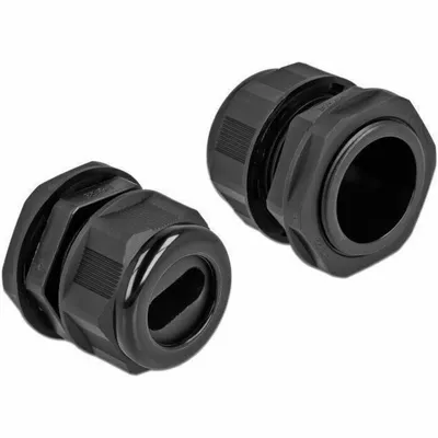 Produktbild von DeLOCK Kabelverschraubung PG29 für Flachkabel schwarz 2 Stück, Schwarz, Kunststoff, 2 Stück(e), PG29, 2,25 cm, IP68